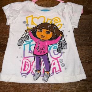 Nickelodeon Dora the Explorer T-Shirt 2T Girls White Love Glitter Graphic 2013